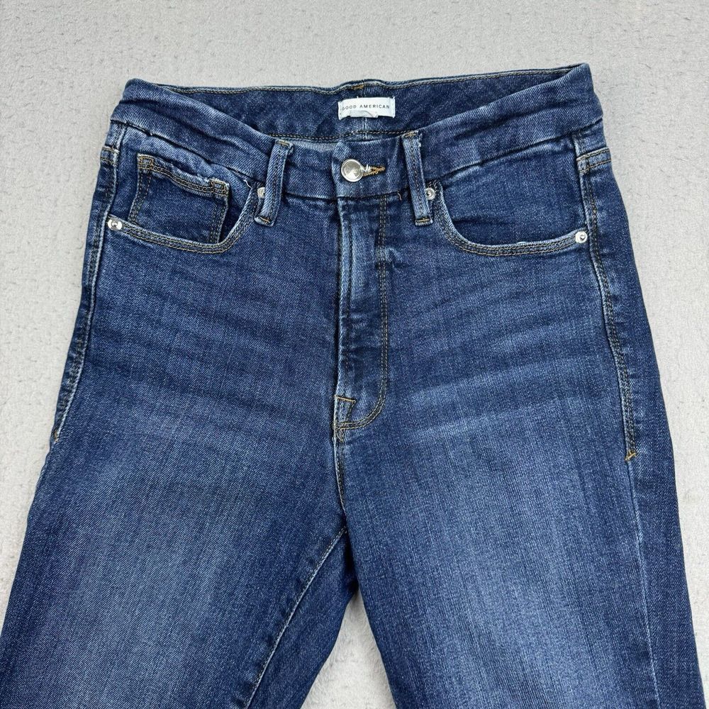 Good American Jeans Straight Leg High Rise Denim Indigo Women's 6/28 28x28